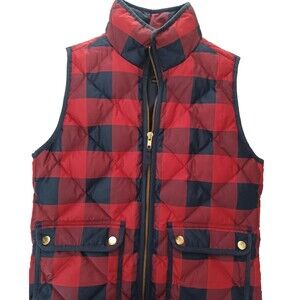 J.Crew Down Quilted Puffer Vest‎ XXS Plaid Equestrian Country Preppy Cabincore